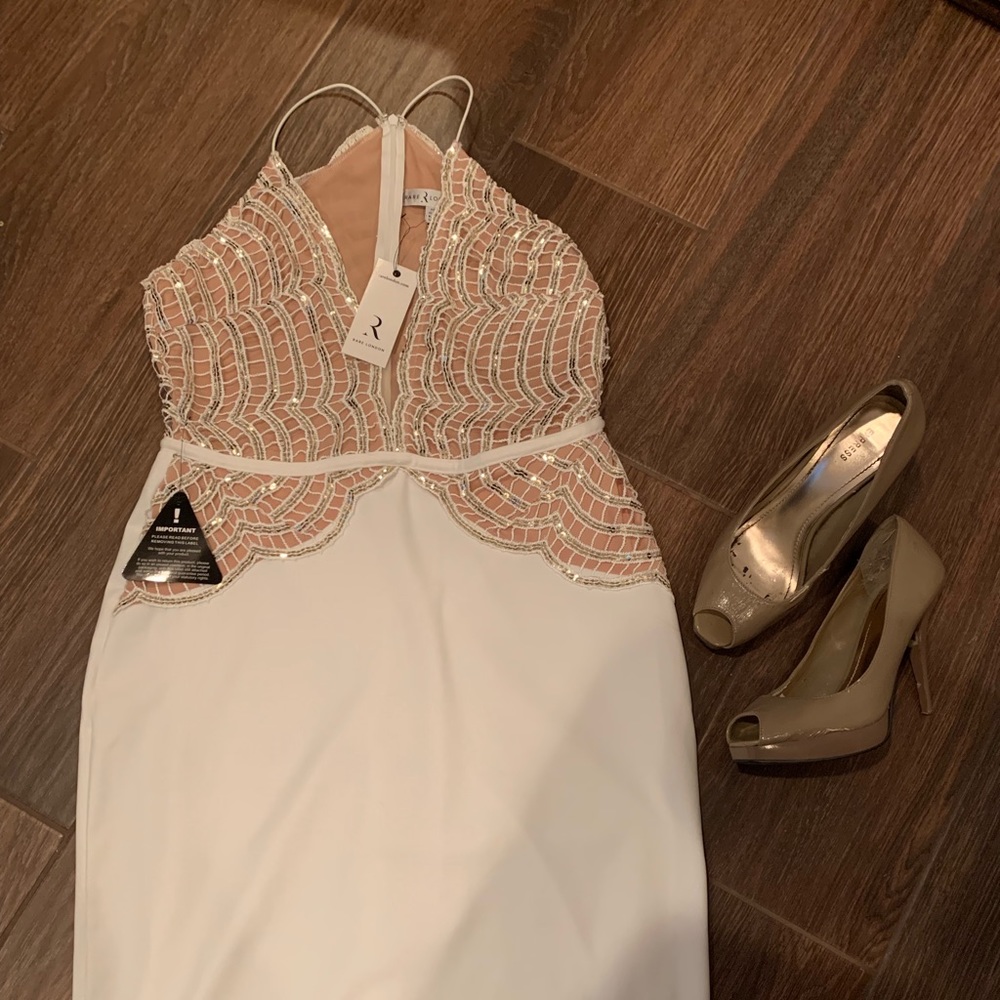 ASOS white and nude gold sequined dress size 12 - Picture 3 of 4